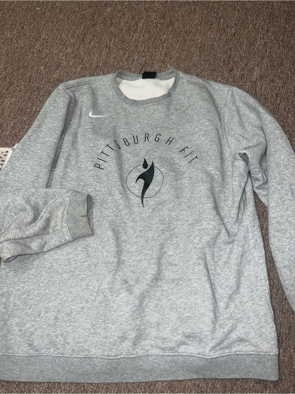 Nike Women’s Gray Crewneck Sweatshirt with Black Logo